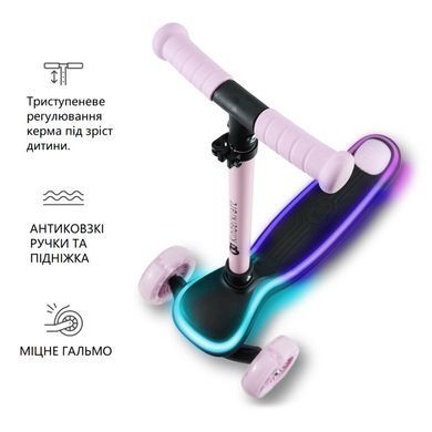 Складаний самокат Kinderkraft Raket Pink KRRAKE00PNK0000 RGB LED дека і колеса