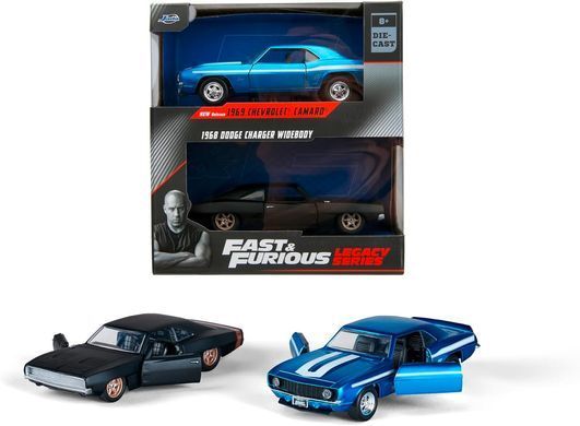 Набiр металевих машинок Форсаж (1:32) 1969 Chevrolet Camaro та 1968 Dodge Charge Widebody Jada Toys 253202013