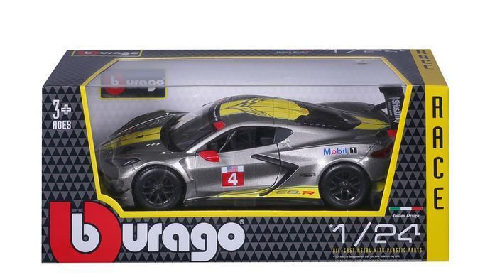 Металева машинка Chevrolet Corvette C8.R Bburago 18-28024 у масштабі 1/24