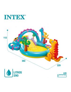 Надувний ігровий центр-басейн з гіркою Планета динозаврів Intex 57135