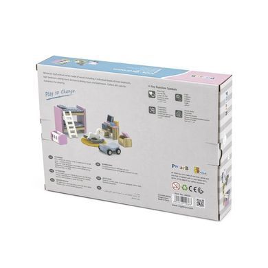 Комплект мебели PolarB Kids Bedroom для детской комнаты кукольного домика Viga Toys 44036