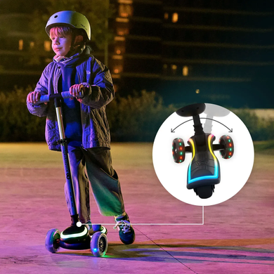 Складной самокат 2 в 1&nbsp;Kinderkraft Raket Up Black KRRAUP00BLK0000 RGB LED&nbsp;дека и колеса