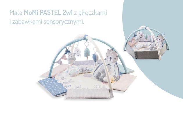 Детский развивающий коврик 2в1, бассейн с шариками MoMi PASTEL MAED00017