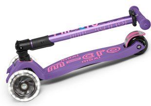 Дитячий самокат складаний (до 50 кг) Maxi Micro Deluxe Foldable LED Purple MMD100 фіолетовий