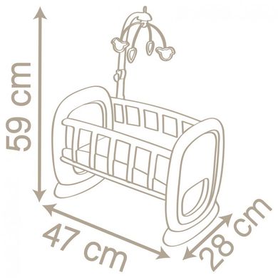 Колыбель с мобилем для пупса Розовая пудра Baby Nurse Smoby 220372
