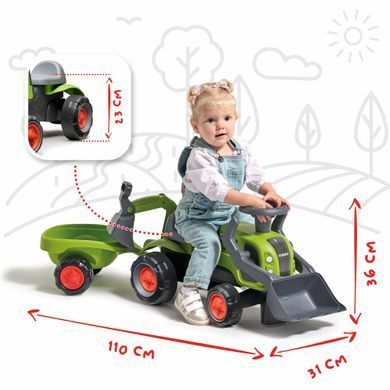 Дитячій трактор-каталка з причепом й двома ковшами BabyClaas Falk 312N від 1 року