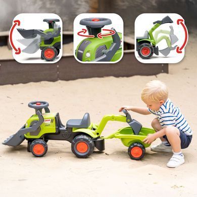 Дитячій трактор-каталка з причепом й двома ковшами BabyClaas Falk 312N від 1 року