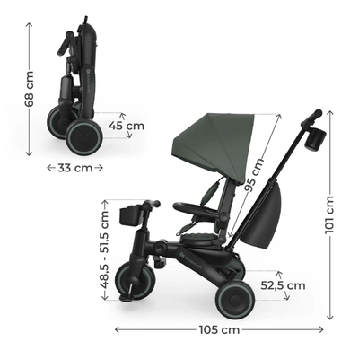 Складной трехколесный велосипед Kinderkraft Jazz 3 Green KRJAZZ03GRE0000 с поворотным сиденьем