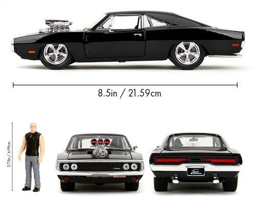 Металлическая машина (1:24) Fast & Furious 1970 Dodge Charger R/T с фигуркой Доминика Торетто Jada Toys 9335907314R00
