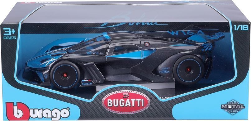 Металева автомодель Bugatti Bolide W16.4 (1:18) Bburago 18-11047 BU (чорно-синій)