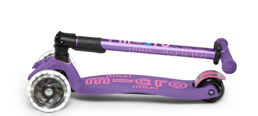 Детский самокат складной (до 50 кг) Maxi Micro Deluxe Foldable LED Purple MMD100 фиолетовый