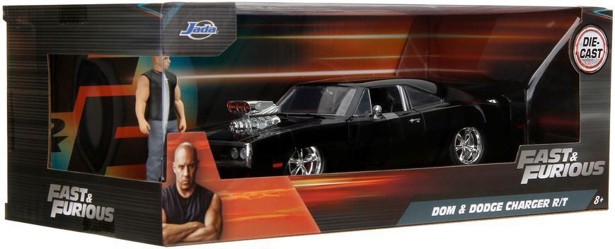 Металлическая машина (1:24) Fast & Furious 1970 Dodge Charger R/T с фигуркой Доминика Торетто Jada Toys 9335907314R00