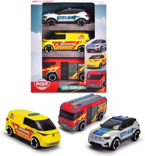 Набор машинок SOS Team Set Dickie Toys 3712028 полиция, скорая и пожарная