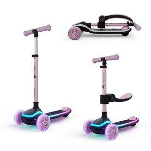 Складний самокат 2 в 1 Kinderkraft Raket Up Pink KRRAUP00PNK0000 RGB LED дека і колеса
