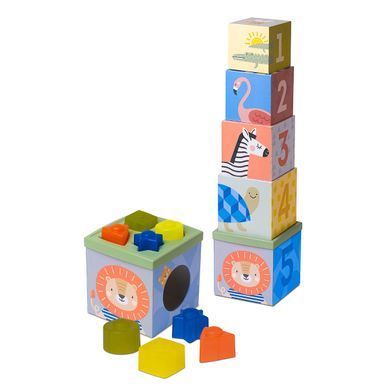 Уценка Развивающая пирамидка-сортер Кубики Африка Savannah Sort and Stack Taf Toys 12725
