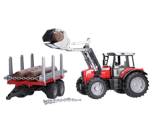 Трактор с прицепом для перевозки леса (1:16) Massey Ferguson Bruder 02046