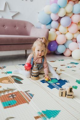 Дитячий двосторонній, складний килимок POPPET "Лісові мешканці та Добрі сусіди",200х180x1 см