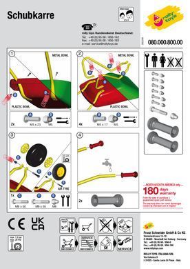 Металлическая детская тачка Rolly Toys Metall Schubkarre 270804 красная