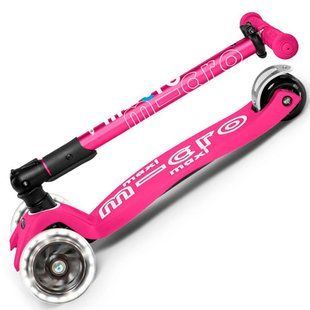 Складаний дитячий самокат Maxi Micro Deluxe Foldable LED Shocking Pink MMD096 від 5 до 12 років