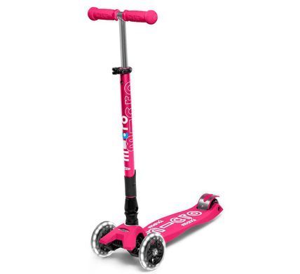 Складаний дитячий самокат Maxi Micro Deluxe Foldable LED Shocking Pink MMD096 від 5 до 12 років