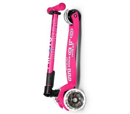 Складаний дитячий самокат Maxi Micro Deluxe Foldable LED Shocking Pink MMD096 від 5 до 12 років