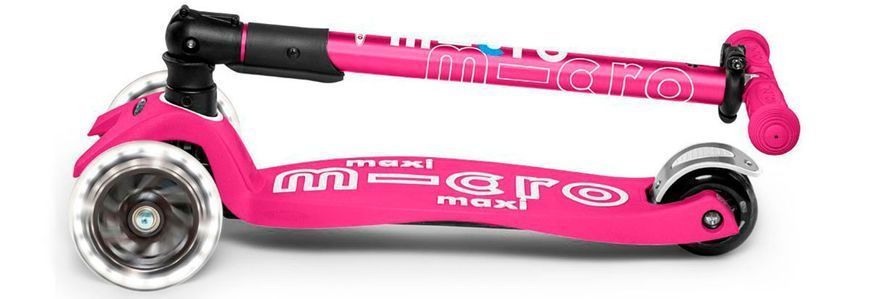 Складаний дитячий самокат Maxi Micro Deluxe Foldable LED Shocking Pink MMD096 від 5 до 12 років