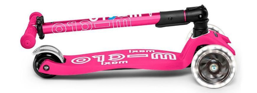 Складаний дитячий самокат Maxi Micro Deluxe Foldable LED Shocking Pink MMD096 від 5 до 12 років