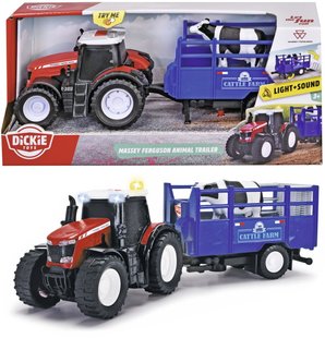 Игрушечный трактор с прицепом (26 см) Massey Ferguson Dickie Toys 3734003 со светом и звуком