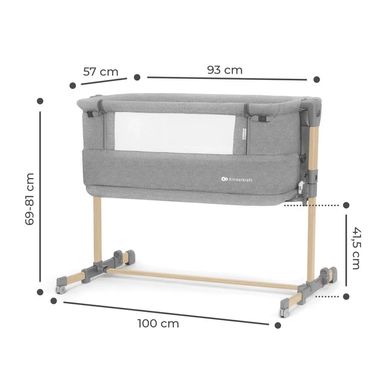 Детская приставная кроватка Neste Grow Light Grey Full Wood Kinderkraft KCNEGR00LGR000W