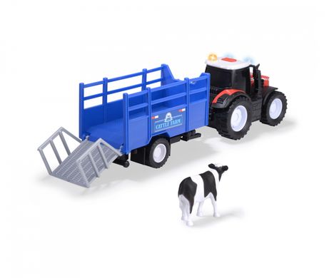 Игрушечный трактор с прицепом (26 см) Massey Ferguson Dickie Toys 3734003 со светом и звуком