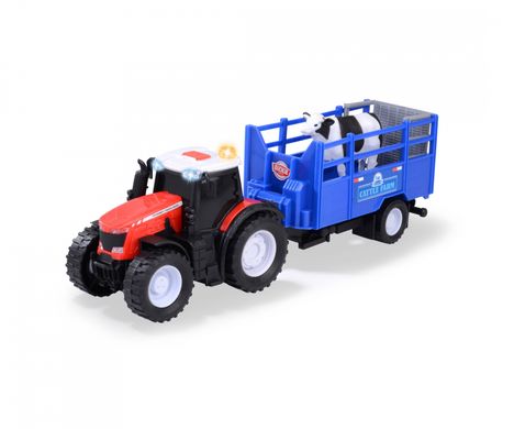 Игрушечный трактор с прицепом (26 см) Massey Ferguson Dickie Toys 3734003 со светом и звуком