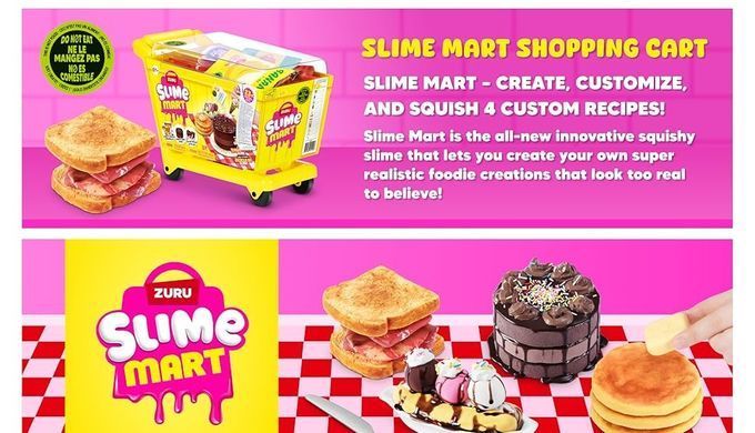 Набор со слаймами Тележка вкусностей Slime Mart Shopping Cart Slime Kit Make Your Own Realistic Slime Food Zuru 15907