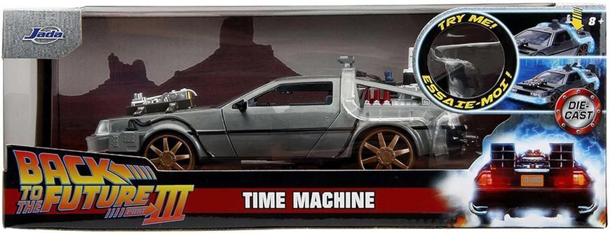 Металева машина 1/24 DeLorean Назад у майбутнє 3 Time Machine Jada Toys 253255073 зі світлом
