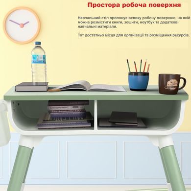 Детский многофункциональный столик 3 в 1 и стул POPPET PP-010GN мультивуд грин