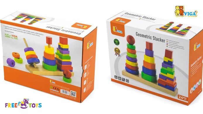 Дерев'яна пірамідка Geometric Stacker Viga Toys 50567