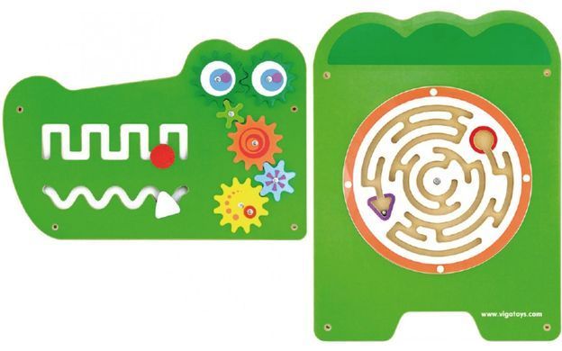 Настенная игрушка бизиборд Крокодил Viga Toys 50346 сертификат FSC Монтессори