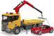 Эвакуатор Scania Super 560R (1:16) с краном-манипулятором и автомобилем Roadster Bruder 03552