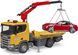 Эвакуатор Scania Super 560R (1:16) с краном-манипулятором и автомобилем Roadster Bruder 03552