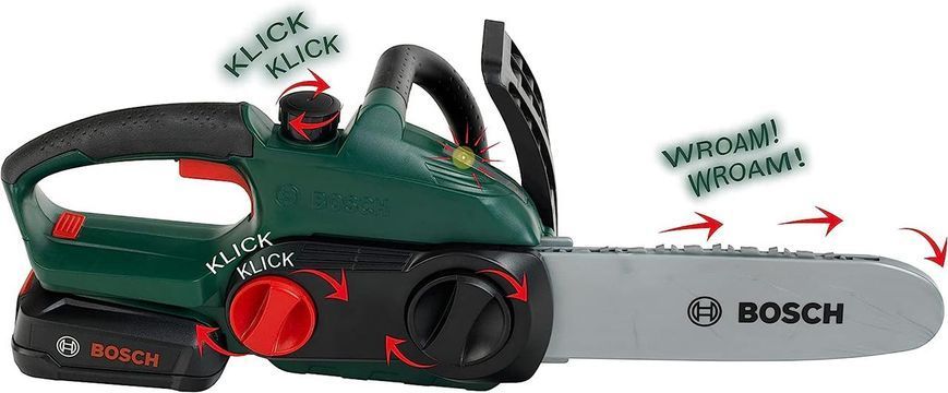 Іграшкова ланцюгова бензопила з рухомим ланцюгом Bosch II mini Chain Saw Theo Klein 8399 звук та світло