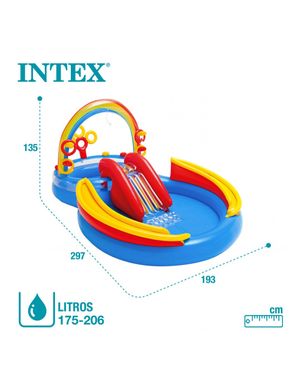 Надувний ігровий центр басейн з гіркою Rainbow Ring Intex 57453