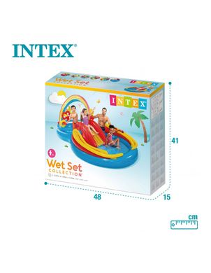 Надувной игровой центр бассейн с горкой Радуга Intex 57453