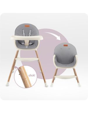 Стільчик для годування 3в1 MoMi REKI grey KRKA00034