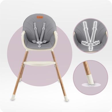 Стільчик для годування 3в1 MoMi REKI grey KRKA00034
