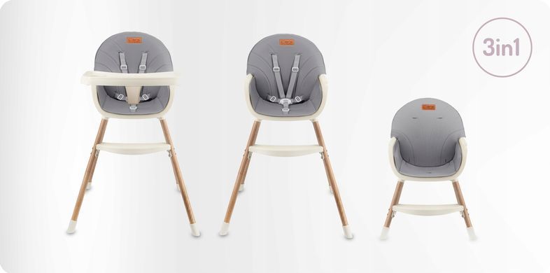 Стільчик для годування 3в1 MoMi REKI grey KRKA00034