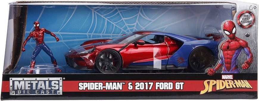 Металева машина з фігуркою Людини-Павука Jada Marvel Spiderman 2017 Ford GT 9399725314R00 масш. 1:24