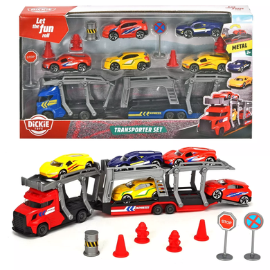 Игрушечный автотранспортер с металлическими машинками Transporter Set Dickie Toys 3745012