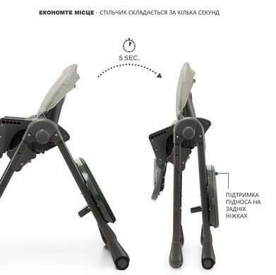 Стульчик для кормления 2 в 1 Kinderkraft Tummie&nbsp;KHTUMM00GRY0000 Grey