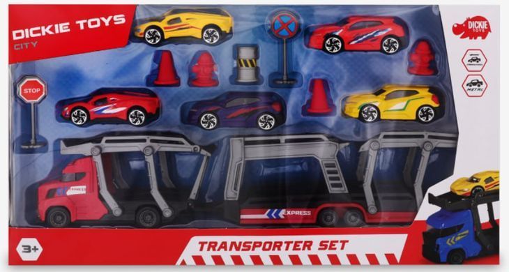 Игрушечный автотранспортер с металлическими машинками Transporter Set Dickie Toys 3745012