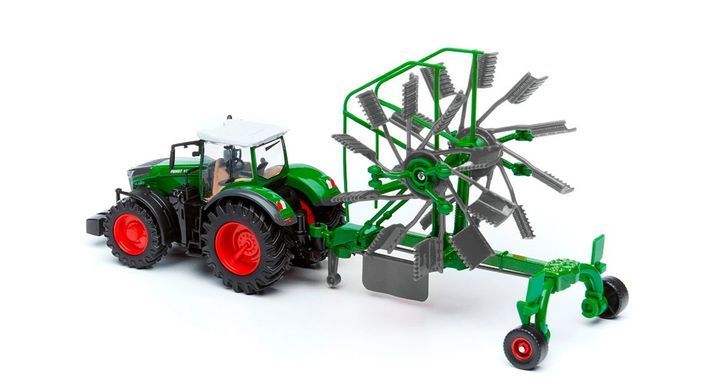 Модель-трактор Fendt 1050 Vario з роторними валковими граблями Bburago 18-31665