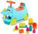 Машинка баттатокаталка бегемотик Санни с конструктором Hippo Ride-On Battat BX2312Z свет, звук